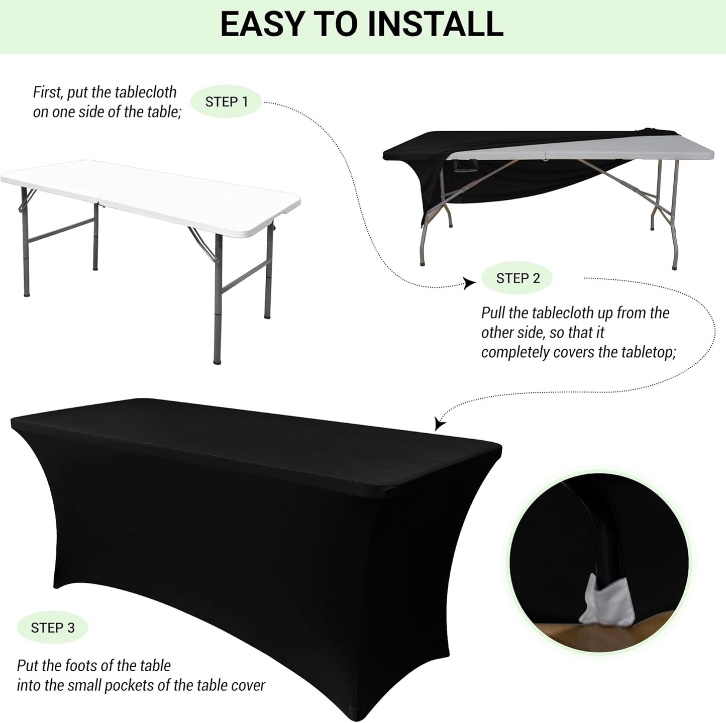 Obstal 4Ft Stretch Spandex Table Cover for Standard Folding Tables - 2 Pack Universal Rectangular Fitted Tablecloth for Party, Banquet, Events, Trade Show (Light Pink, 48L x 24W x 30H Inches)
