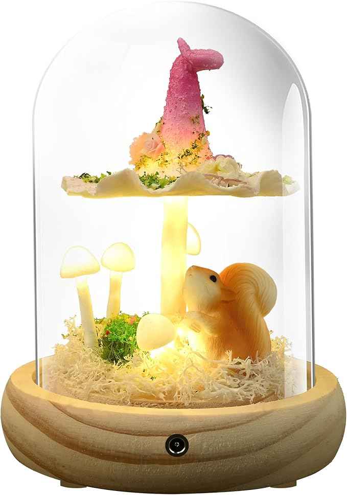 QUELIEN Mushroom Lamp,Mothers Day Mom Gifts for Mom,Light Up Mushroom in Glass Dome,Birthday Party Decorations,Ideal Birthday Gift,GirlfriendGift