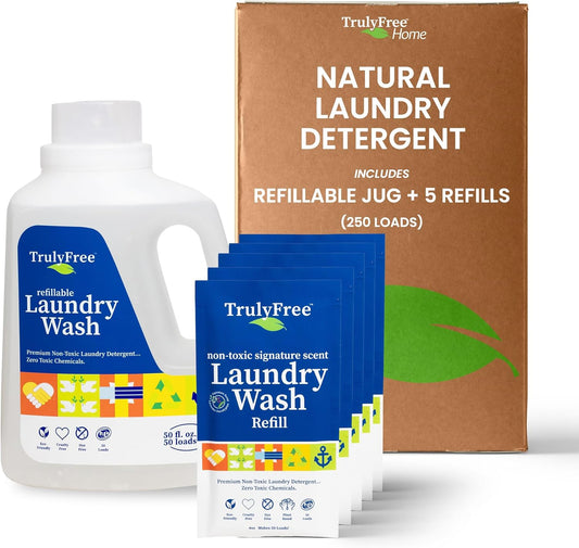 Laundry Detergent for Sensitive Skin | Gentle & Safe for Baby Clothes | Plant-Based | 5 Pack Refill Powder| Easy to Dissolve to Create a Liquid| Signature Scent (250 Loads) - Décor Diaries
