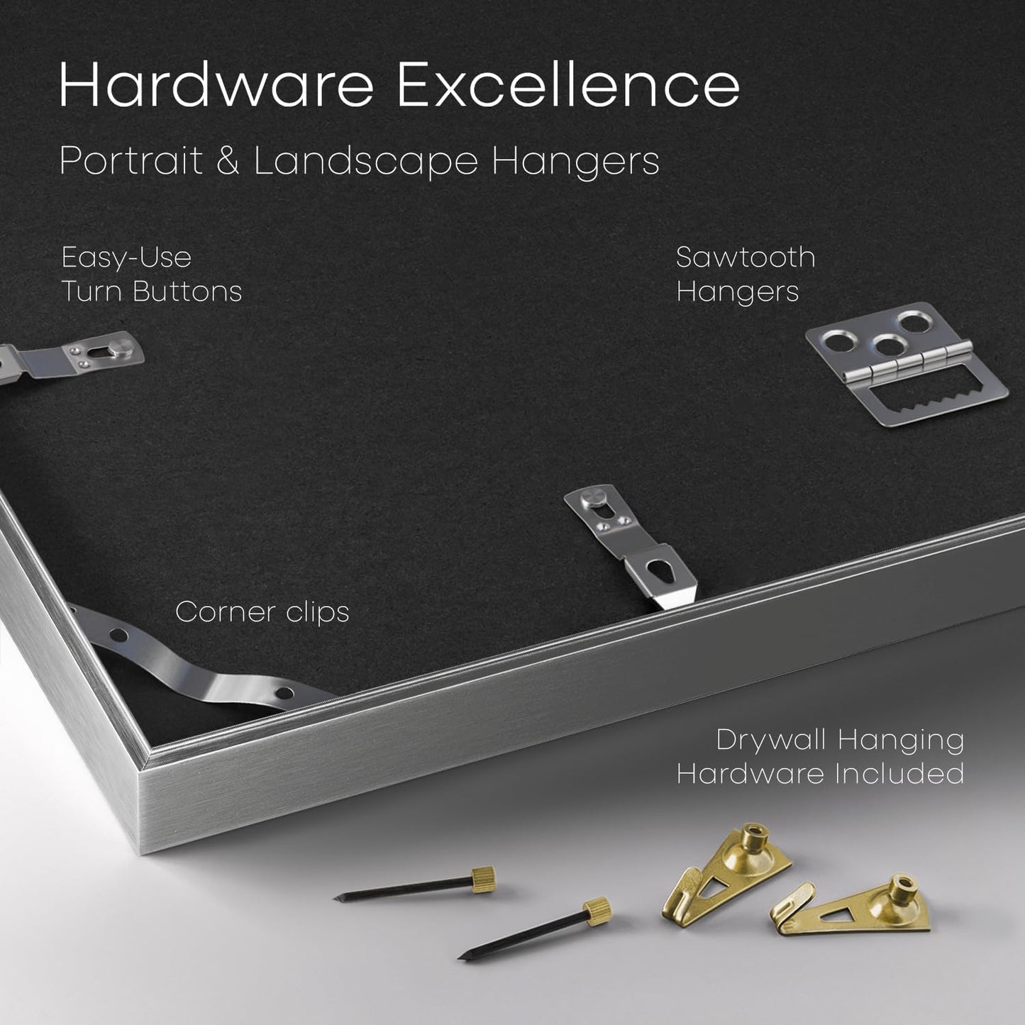 Homeforia Silver 14x17 Picture Frame, High End Metal 14 x 17 Frame with Mat 11 by 14 in Photo, 14x17 Silver Poster Frame Matted to 11x14 Print, 17x14 Hanging Frames, Tempered Glass, Wall Kit, Set of 1