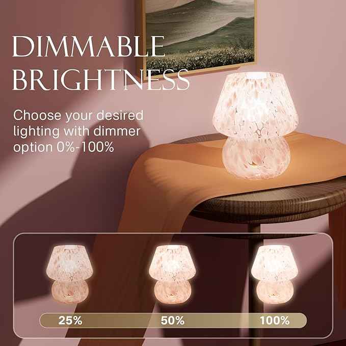 Mushroom Lamp Table Lamp for Bedroom,Small Desk Bedside Lamps for Living Room,Mushroom Decor Cute Mini Modern Mid Century Lamps for Night Stands,Aesthetic Home Living Room Decor(Blush Pink)