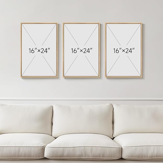 3D Textured Framed Boho Neutral Abstract Wall Art, 3 Piece Modern Artwork for Walls, Black White Brown Minimalist Geometric Paintings for Living Room, Dining Room, Bedroom Wall Decor 16x24 In