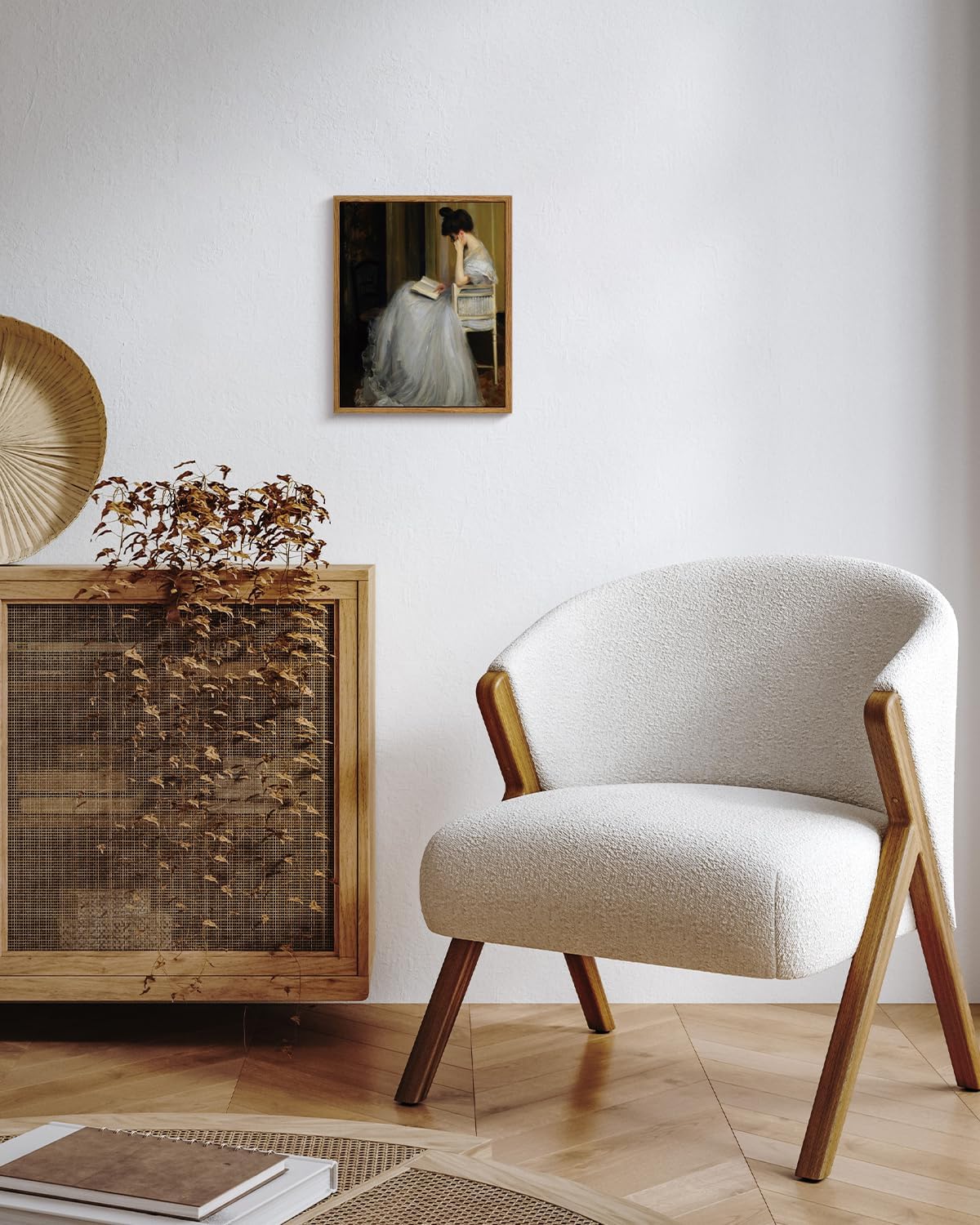 VIYYIEA Framed Canvas Wall Art Home Decor Portrait Art for Living Room Women Reading Pictures Bedroom Bathroom Wall Decor Mid Century Lady Oil Painting Room Decor Vintage Prints Aesthetic 9x11in