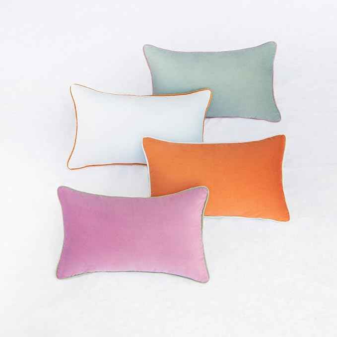 MONDAY MOOSE Decorative Throw Pillow Covers Cushion Cases, Set of 4 Soft Velvet Modern Double-Sided Designs, Mix and Match for Home Decor, Pillow Inserts Not Included (12x20 inch, Purple/Teal)
