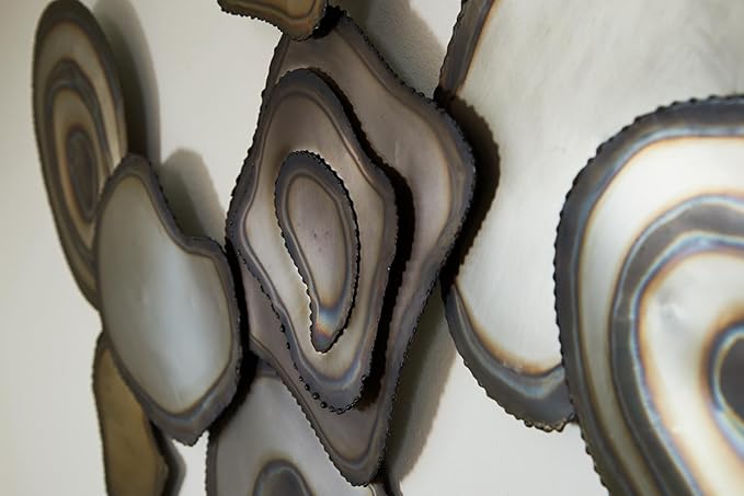 Signature Design by Ashley Worthman Contemporary Metal Abstract Wall Decor 40 x 20 Inches, Dark Brown & Light Gray