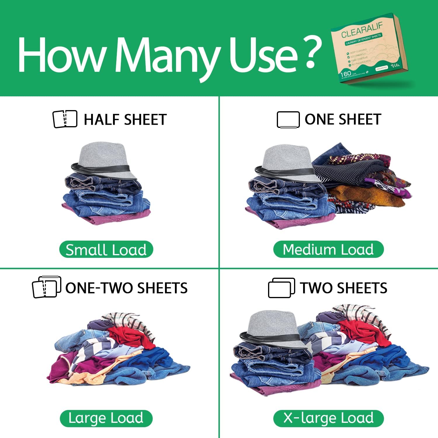 CLEARALIF Laundry Detergent Sheets up to 160 Loads (80sheets), Unscented, Laundry Detergent Strips Eco Friendly & Hypoallergenic - Décor Diaries