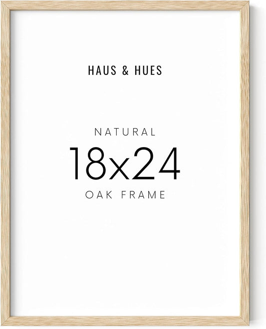 HAUS AND HUES Beige 18 x 24 Poster Frame - 18 x 24 Picture Frame, Wall 18x24 Frame, 18x24 Wood Frame, 24x18 Poster Frame, Wooden Picture Frame 18 x 24, Art 18 x 24 Frame (Beige Oak Frame)