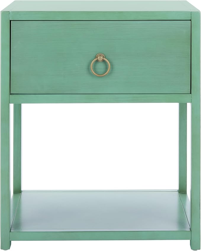 SAFAVIEH Home Collection – Yudi Turquoise Nightstand with Drawer & Shelf, Contemporary Accent Storage Table, Fully Assembled (NST9201C)