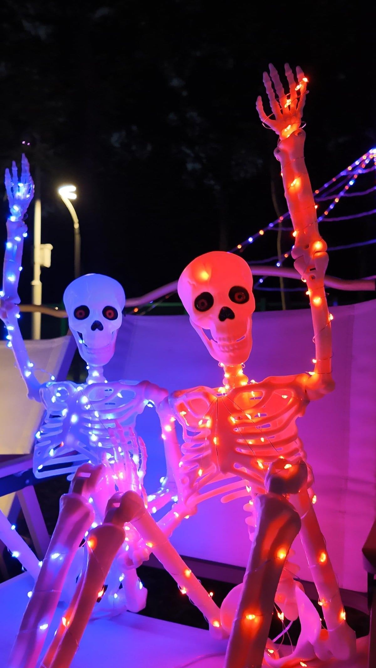 Purple & Orange Light Halloween Skeleton Decor (Orange Light & Purple Light)