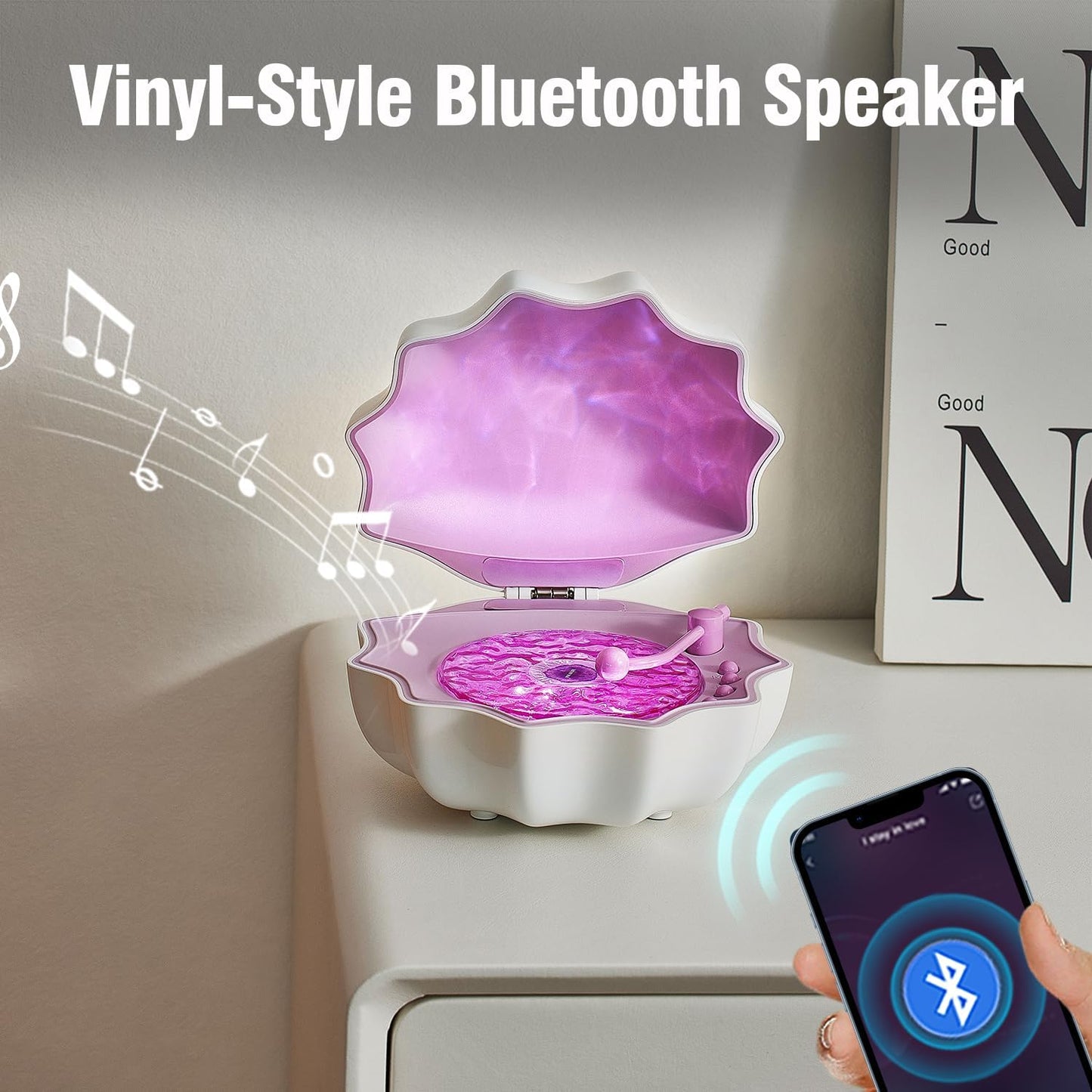 Northern Lights Projector, Night Light Projector for Bedroom Built-in Bluetooth Speaker, White Noise, Shell Night Light for Room Decor/Gift for Kids/Party/Music/Relaxation/Birthday (Purple)