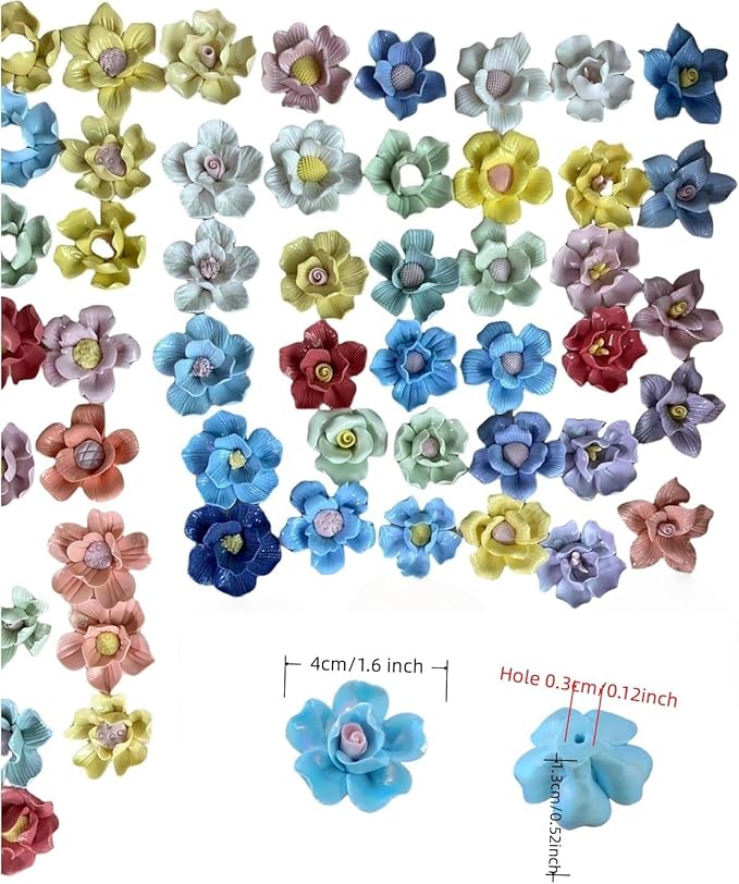 10 PCS 3D Flower Ceramics Mosaic Tiles,DIY Making Creative Ceramic Mosaic Tiles for DIY Craft Plates Flowerpots Vases Cups Mosaic Making Supplies (3D Blue Flower)