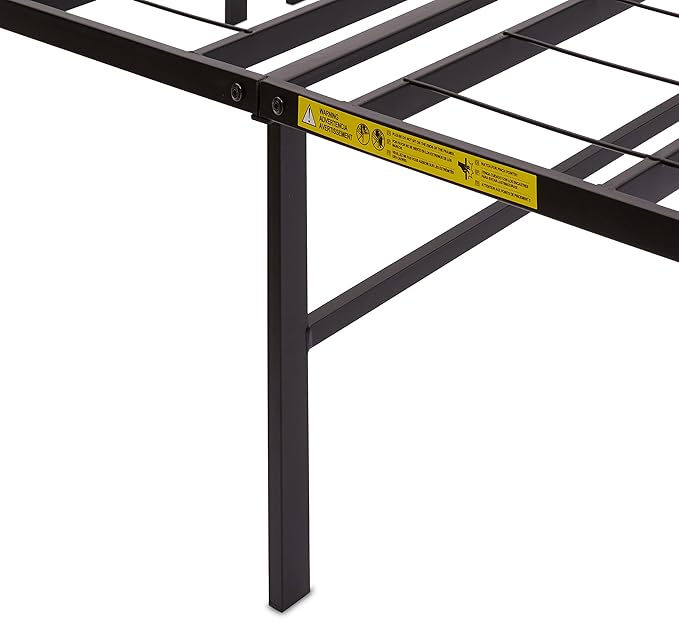 Amazon Basics Bed Frame with Storage, Foldable Metal Platform, Sturdy Steel, No Box Spring Needed, 14-inch High, Tool-Free Setup, Noise Free, Easy Assembly, Queen Size, Black
