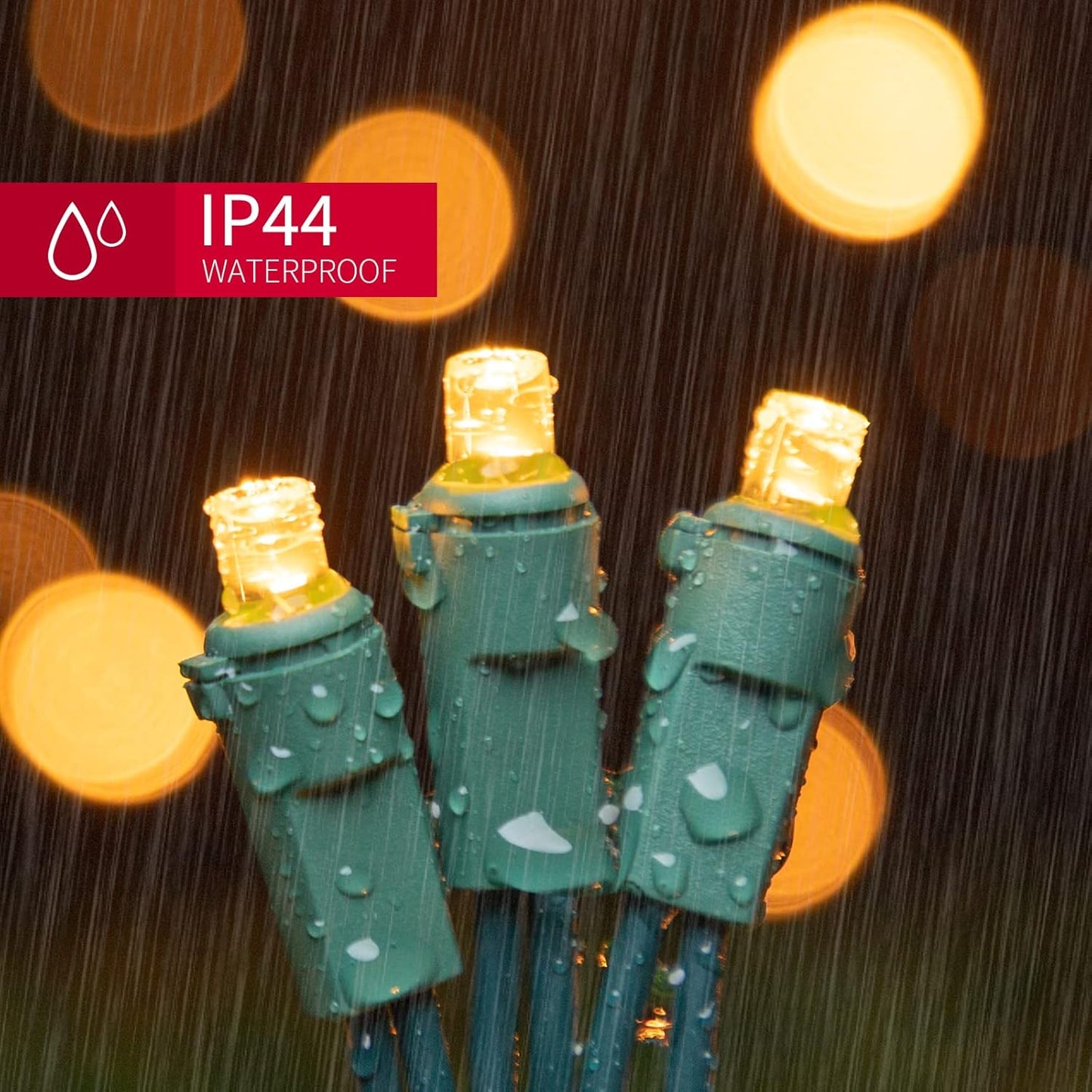 Yellow Wide Angle LED String Lights, 64.8 Ft 300 Count, Pack of 3 Strands 21.9 Ft 100 Lights UL Certified Commercial Grade Green Wire 5mm Holiday String Light