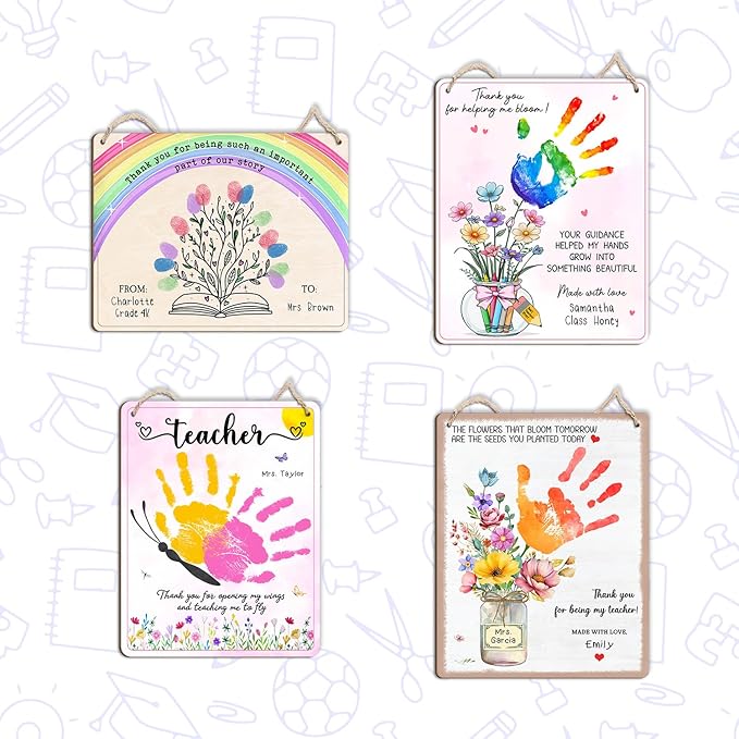 DIY Butterfly Handprints Craft Sign Gift for Daycare PreK Preschool Kindergarten Teacher, Butterfly Craft Teacher Appreciation Keepsake, End of Year Gifts from Students, Thank You For Opening My Wings