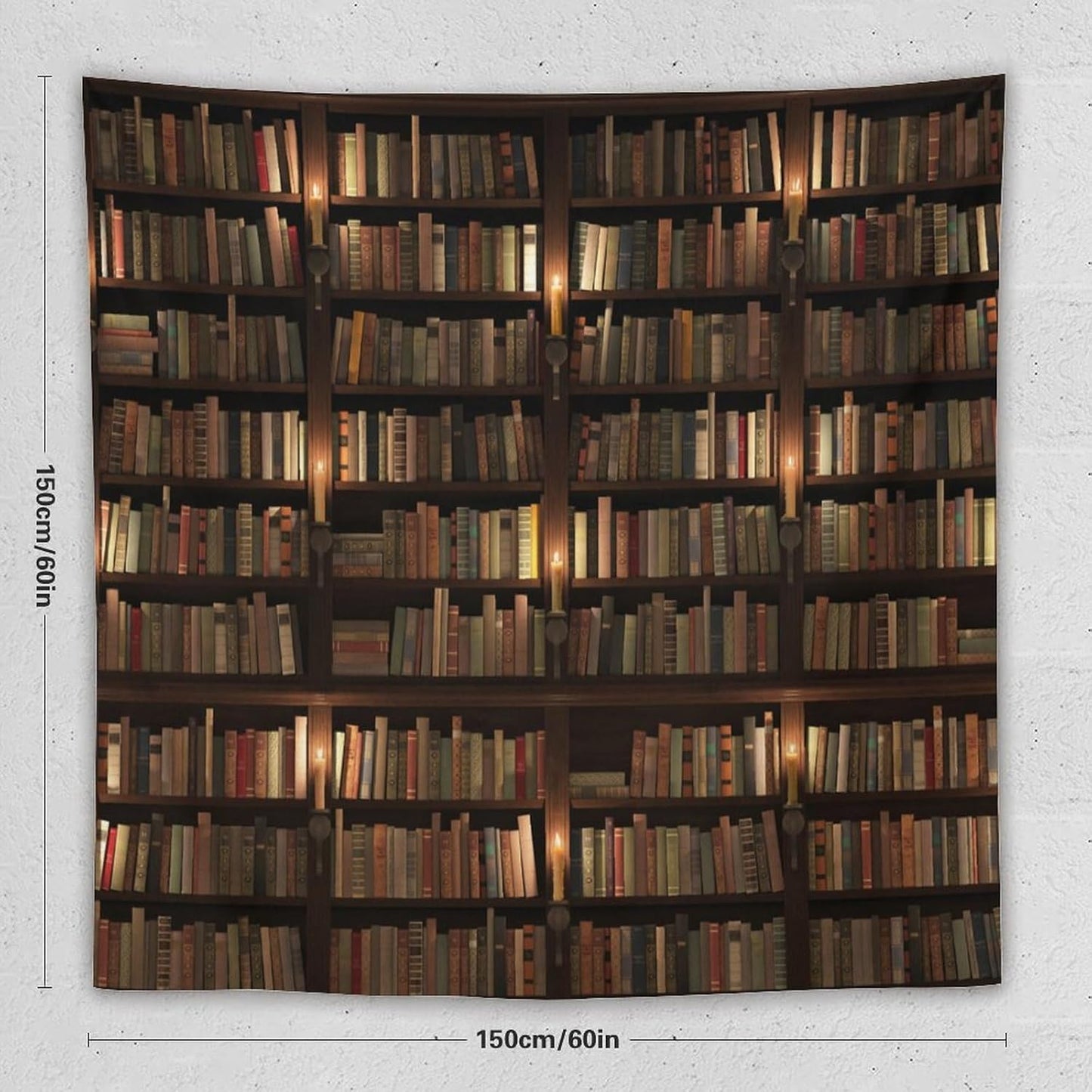 Kurtect Bookshelf Tapestry,Retro Library Bookcase Antique Mid Century Pattern Print Tapestries for Party Beach Picnic Blankets Tablecloths Living Room Wall Deocr, 60x60 in