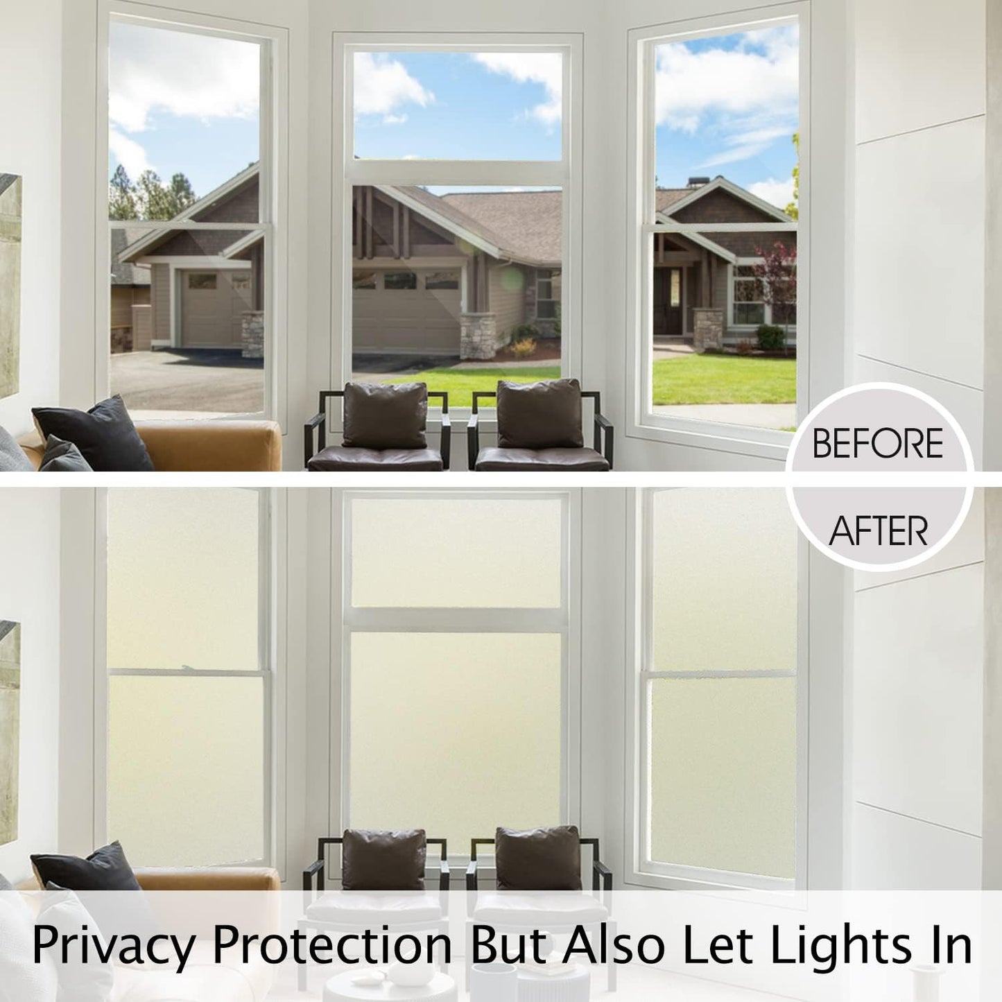 HIDBEA Frosted Window Privacy Film Heat Control UV Blocking, Static Cling Non-Adhesive Reusable Door coverings for Bathroom Home Office (Frosted 35.4 Inch x 16.4 Feet)
