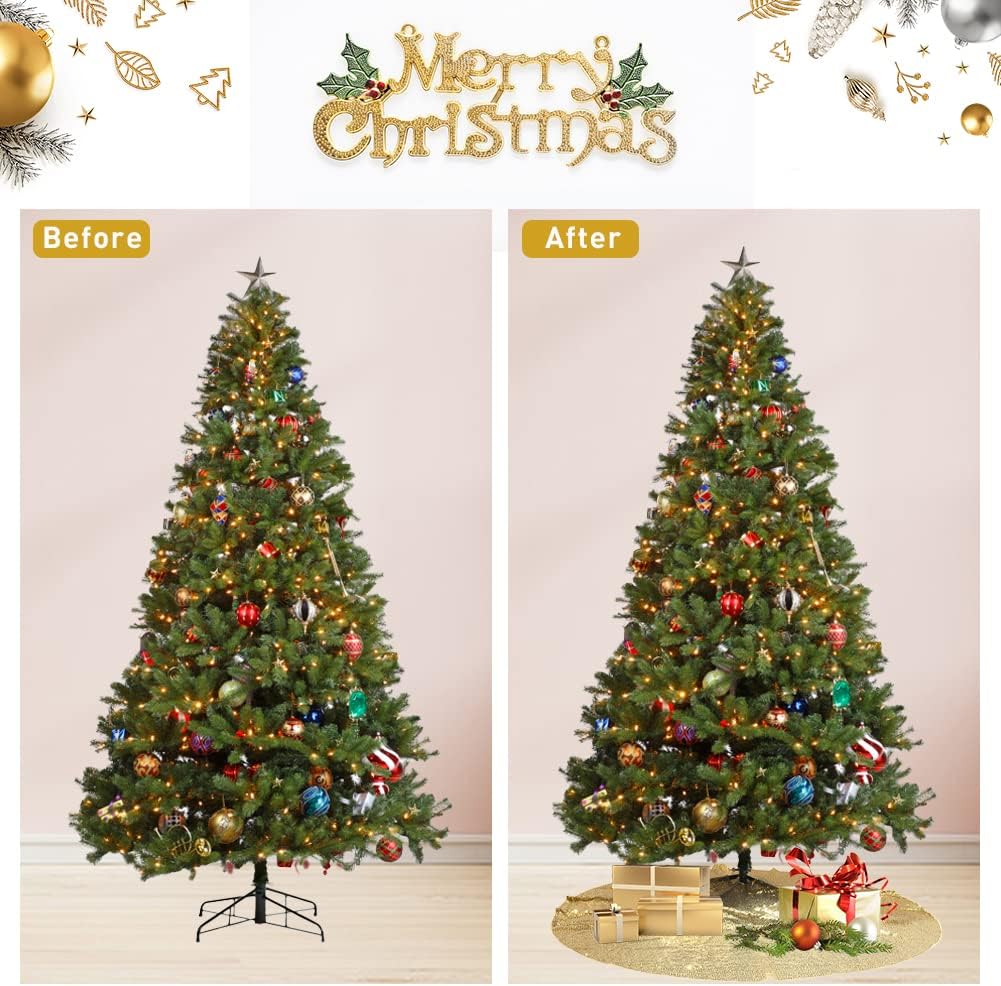 Eternal Beauty Christmas Tree Skirt, 36 Inch Gold Sequin Tree Skirt Small Xmas Tree Skirt for Christmas Tree Decorations