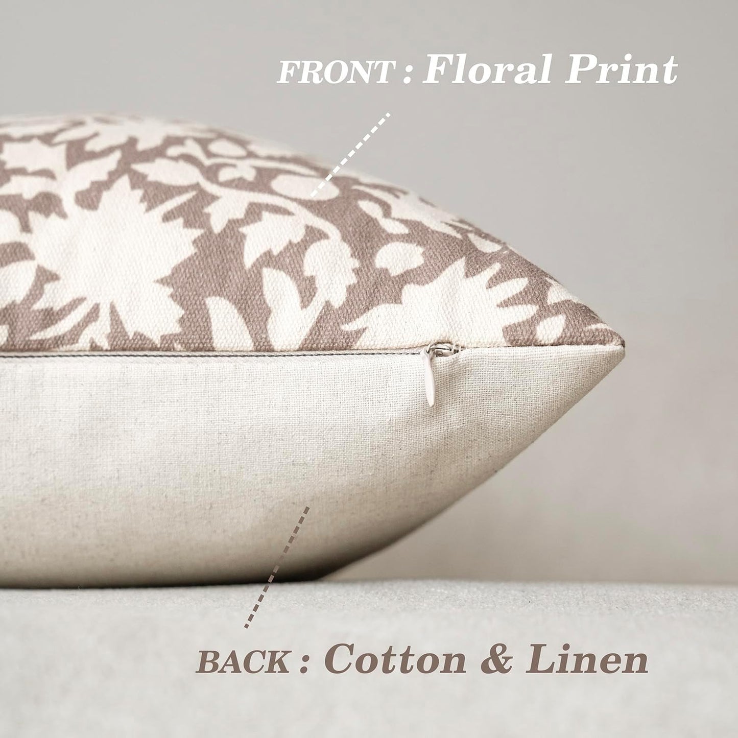 Foindtower Set of 2 Decorative Neutral Floral Throw Pillow Covers Accent Farmhouse Cushion Covers Boho Vintage Pillowcase for Couch Sofa Bedroom Living Room Home Decor Outdoor,20×20 Inch,Tan