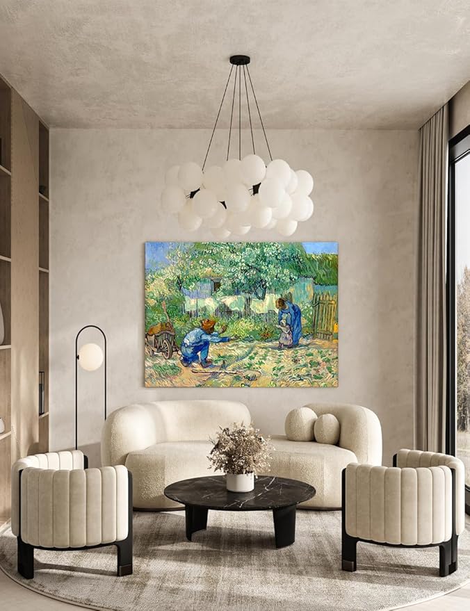 DECORARTS - Vincent Van Gogh First Steps (After Millet) Wall Art, Large Giclee Canvas Print Gallery Wrapped Van Gogh Art 40x30, Made in USA