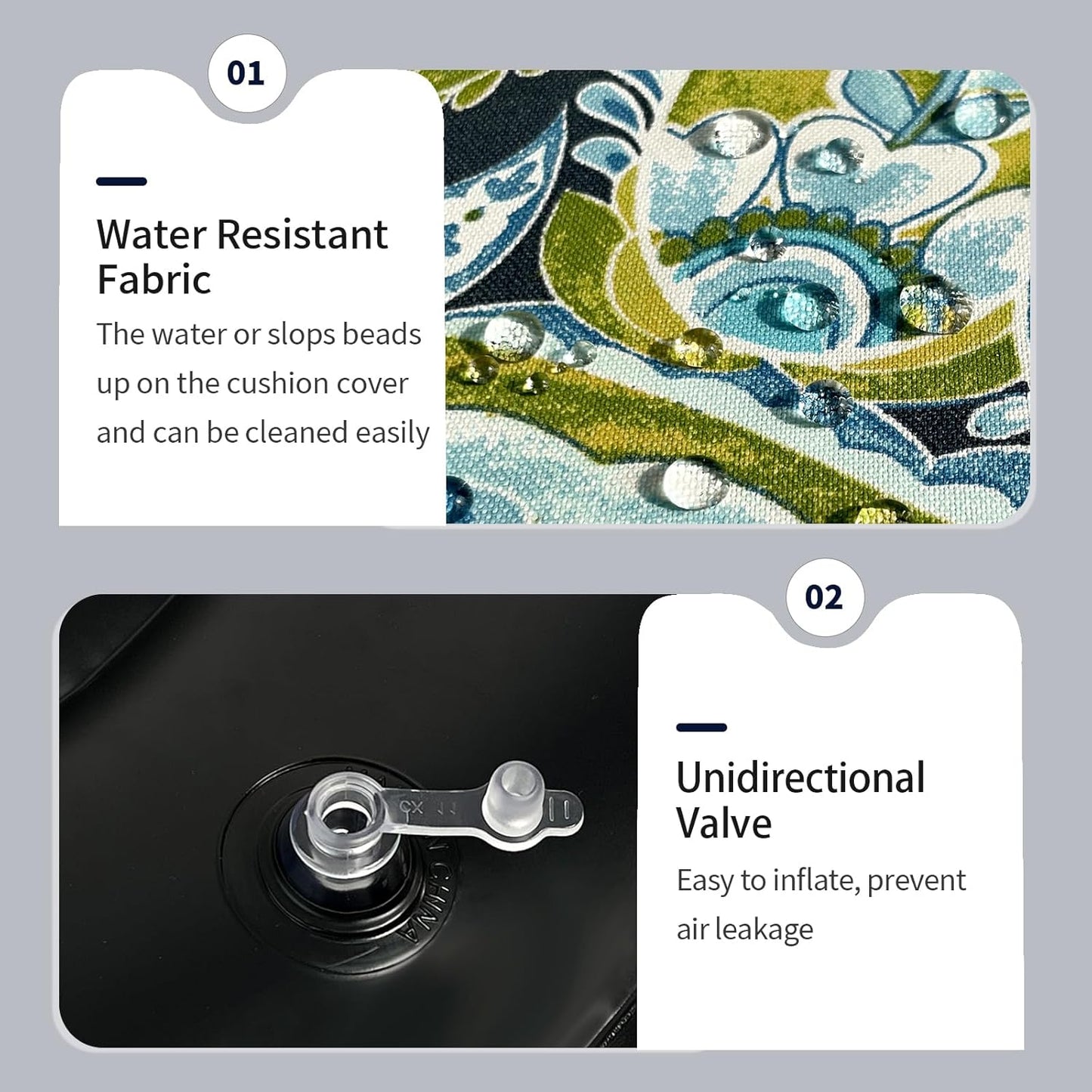 Inflatable Ottoman Stool D21 xH9 for Outdoor/Indoor Use, Water Repellent Patio Foot Rest with Portable Handle,Round Pouf Ottoman Suitable for Garden,Deck and Camping - Paisley Lapis Green