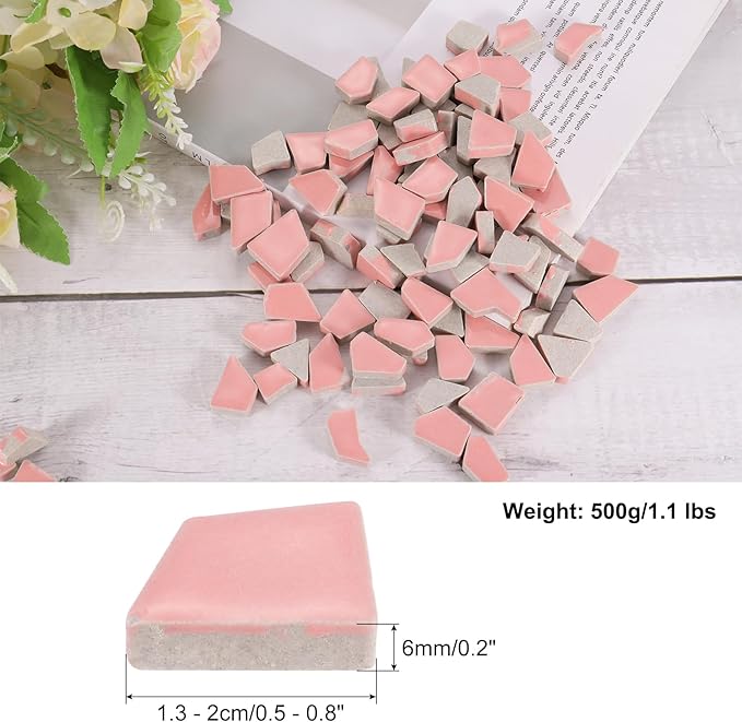 uxcell 500g/1.1LB Irregular Ceramics Mosaic Tiles, 1.3-2 cm Bulk Stained Ceramic Mosaic Pieces Stones Mosaic Kits for DIY Art Craft Projects Home Decor, Beige