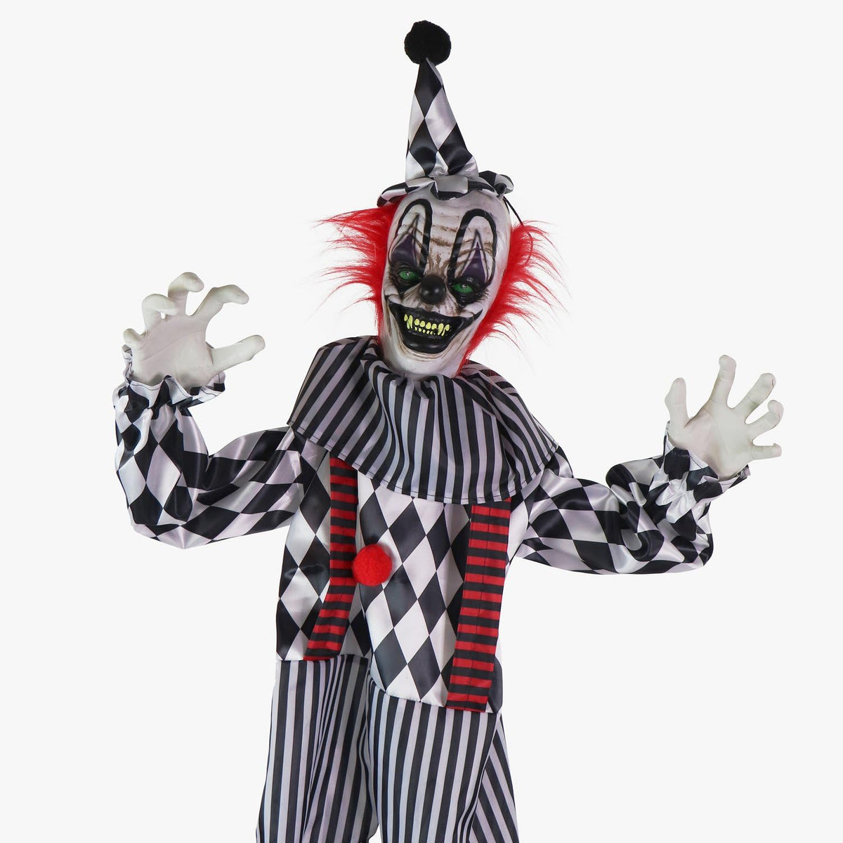 5.9 Ft. Talking Clown on Stage Halloween Animatronic (6ft Clown on Stand)