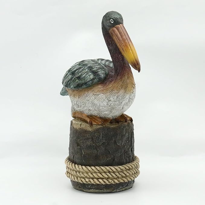 Lukitas Pelican Statue and Sculpture Decor, Coastal Nautical Beach Ornament for Home Patio Garden Outdoor, Resin 12''