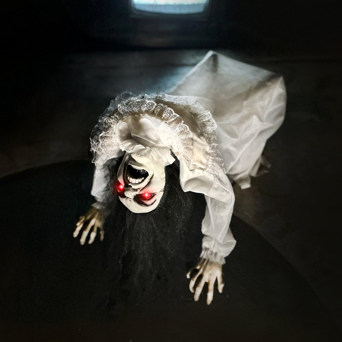 3.0-Ft. Life-Size Animatronic Possessed Woman (35" Backbend Creepy Animated Lady)