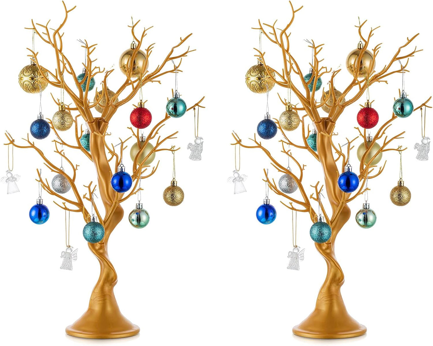 Nuptio 22.8 inch Tall Gold Christmas Tree Branch Artificial Manzanita Tree Centerpiece Wedding Centerpieces for Tables, Decorative Ornament Display Tree Branches for Decoration Weddings (2 Pc)