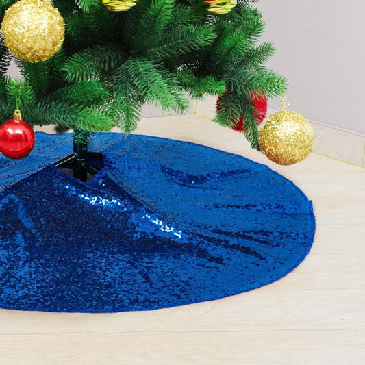 Partisout Sequin Christmas Tree Skirt - Glitter Cotton Colorful Skirt for Halloween (24 in, Royal Blue)