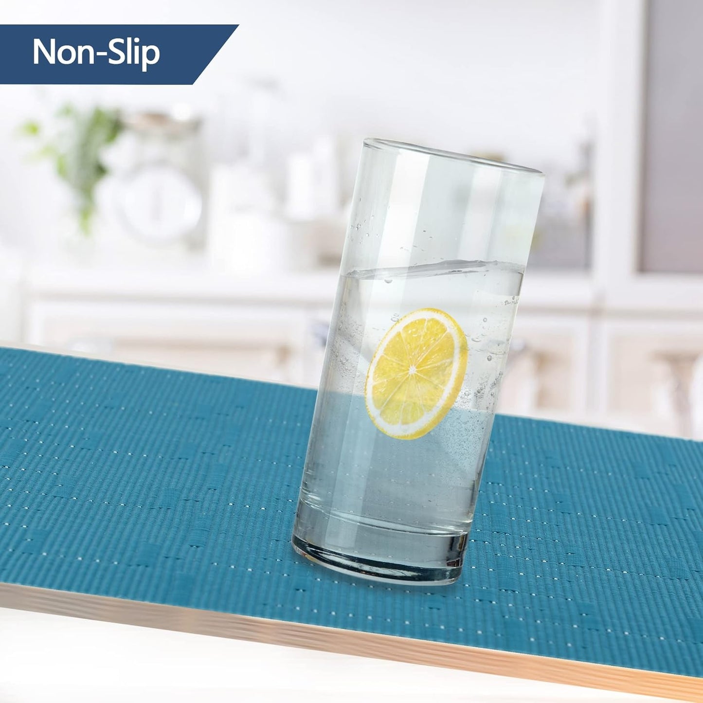 Plastic Place mats Set of 4 - Easy Clean Placemats - Washable Heat Resistant Table Mats for Dining Table - 17x12 Inch (Sky Blue Turquoise, 4)