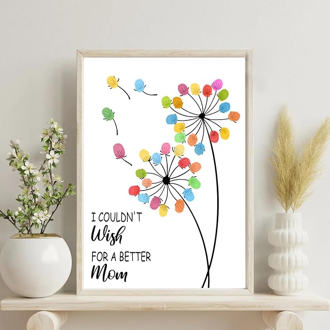 Physkoa Handprint Art Kit for Mom – Mommy Keepsake Craft with Poem & Frame – DIY Handprint Gift from Kids, Baby, Daughter, Son – Mother’s Day, New Mom, Birthday Present(2 Art Styles Included)