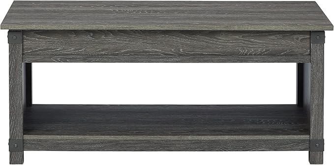 Signature Design by Ashley Freedan Rustic Farmhouse Lift Top Coffee Table, Gray