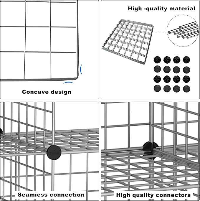 C&AHOME Wire Cube Storage, 12 - Cube Organizer Metal C Grids, Modular Shelves Units, Closet Organizer, Ideal for Home, Office, Living Room, 36.6”L x 12.4”W 48.4”H, Silver Gray UWCS3012G