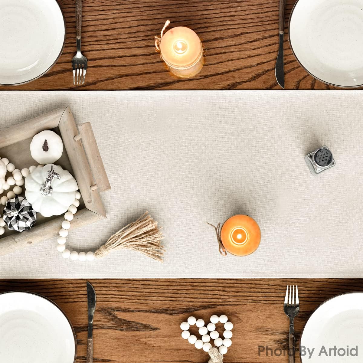 Artoid Mode Hello Pumpkin Leaves Fall Table Runner, Seasonal Autumn Kitchen Dining Table Decoration for Home Party Decor 13x120 Inch