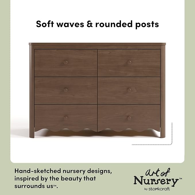 Storkcraft Casablanca 6 Drawer Dresser (Hazelnut) – GREENGUARD Gold Certified, Nursery & Kids' Bedroom with Spacious Storage, Safety Interlocking Drawer System, Easy Assembly with Pre-Installed Tracks