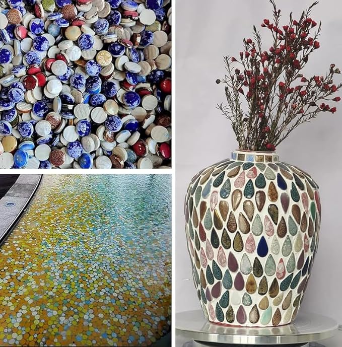 PINUO&KE 0.99 lb Mosaic Tiles for Crafts Bulk, Mosaic Glass Pieces for Garden Crafts Kits DIY Mosaic Art Decor