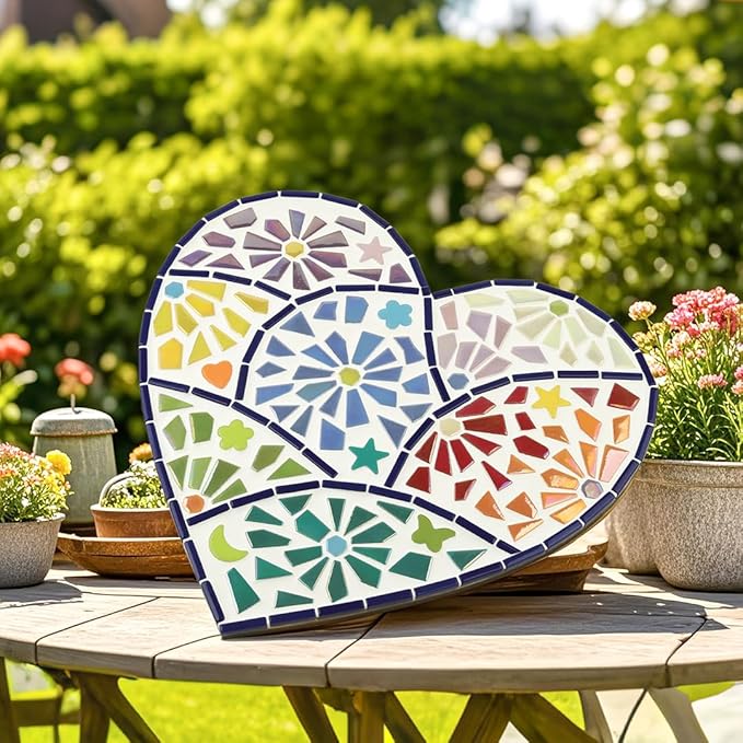 Youway Style Iridescent Glass Mosaic Tiles for Crafts Bulk,200g Orange Broken Mosaic Glass Pieces for Garden Crafts Kits,DIY Mosaic Art Decor