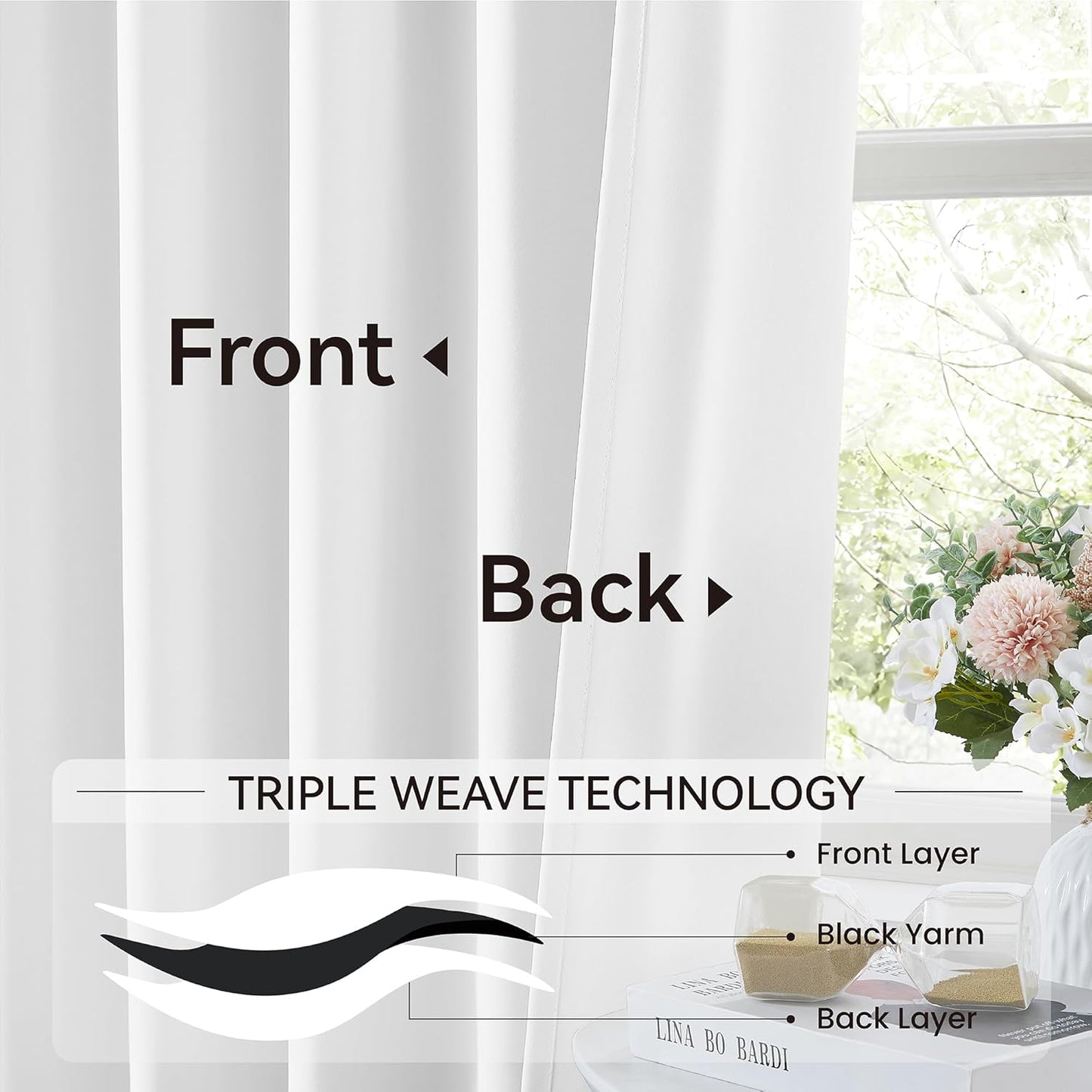 KangBang Pure White 90 Inch Bedroom Curtains-Pinch Pleated Room Darkening Neutral Drapes for Flat/Apartment with Hooks Track System, Solid Memory Shape Curtains & Drapes(40”Wx90”L,2 Panels)