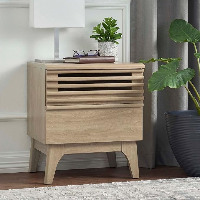 Modway Render Mid-Century Modern, Nightstand, Oak
