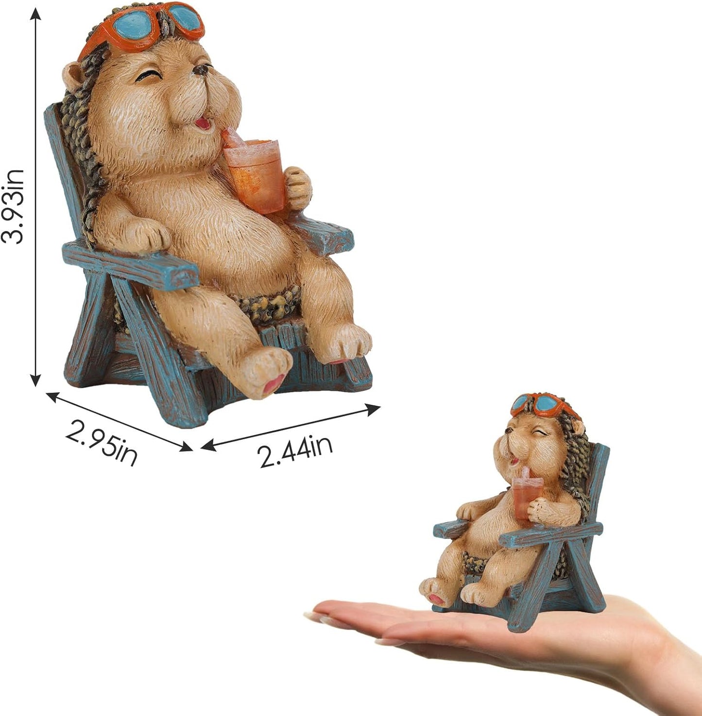 Miniature Hedgehog Figurine Solar Resin Statue for Outside Garden Lawn Yard Patio Home Office Decorations, Ideal Ornaments Birthday Gifts for Mom Women Grandma