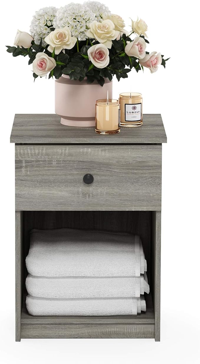 Furinno 219153GYW Lucca Nightstand, 2-Pack, French Oak Grey