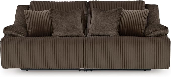 Signature Design by Ashley Top Tier Modern 2-Piece Reclining Sectional Loveseat with 4 Accent Pillows, Dark Brown