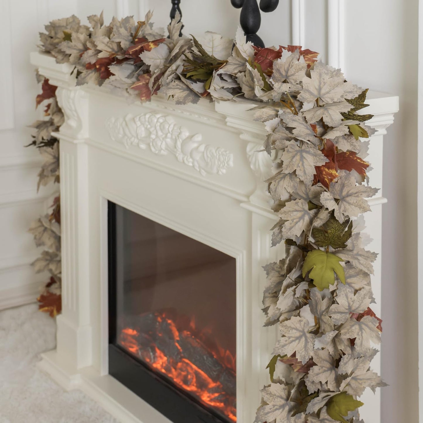 PARTY JOY 6PCS Leaf Garland, 5.6Ft Halloween Garland Artificial Maple Leaf Autumn Hanging Fall Vines Thanksgiving Decorations Fall Decor