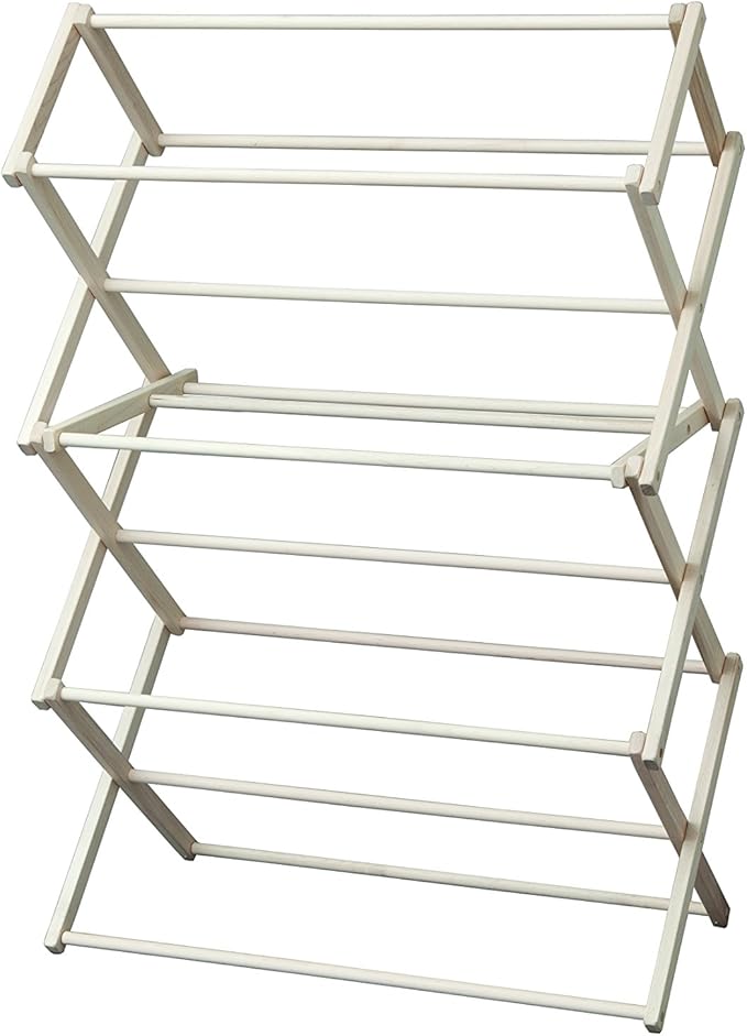 Peaceful Classics Wooden Laundry Rack - Amish Handmade Wooden Clothes Drying Rack - Foldable Drying Rack for Towel, Blanket, Linen Household Essentials - for Indoor Or Outdoor Use (52" x 36" x 16")