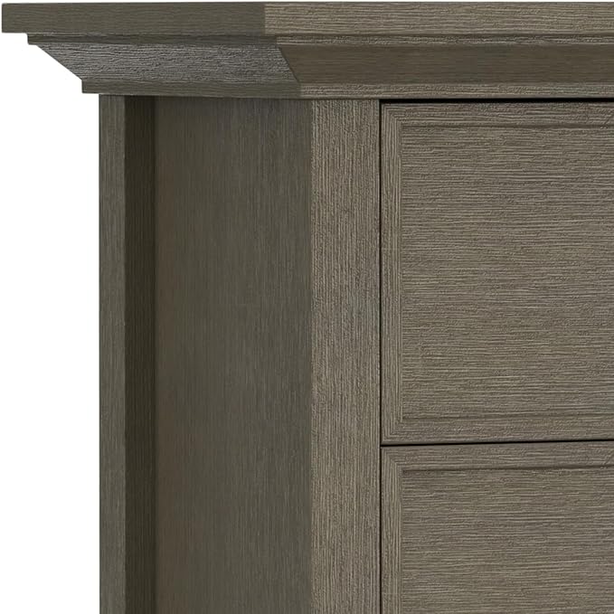 SIMPLIHOME Redmond Storage Cabinet - 39 inch Wide Solid Wood Medium Storage Cabinet in Farmhouse Grey, Transitional Accent Cabinet for Entryway or Living Room with 4 Drawers and Cabinet Storage