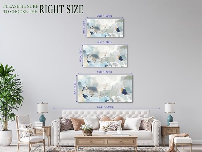 arteWOODS Abstract Canvas Wall Art Teal Abstract Pictures Canvas Painting Modern Bluish Green Canvas Prints Turquoise Artwork Wall Decor for Living Room Bedroom Home Office Wall Decoration 29" x 58"