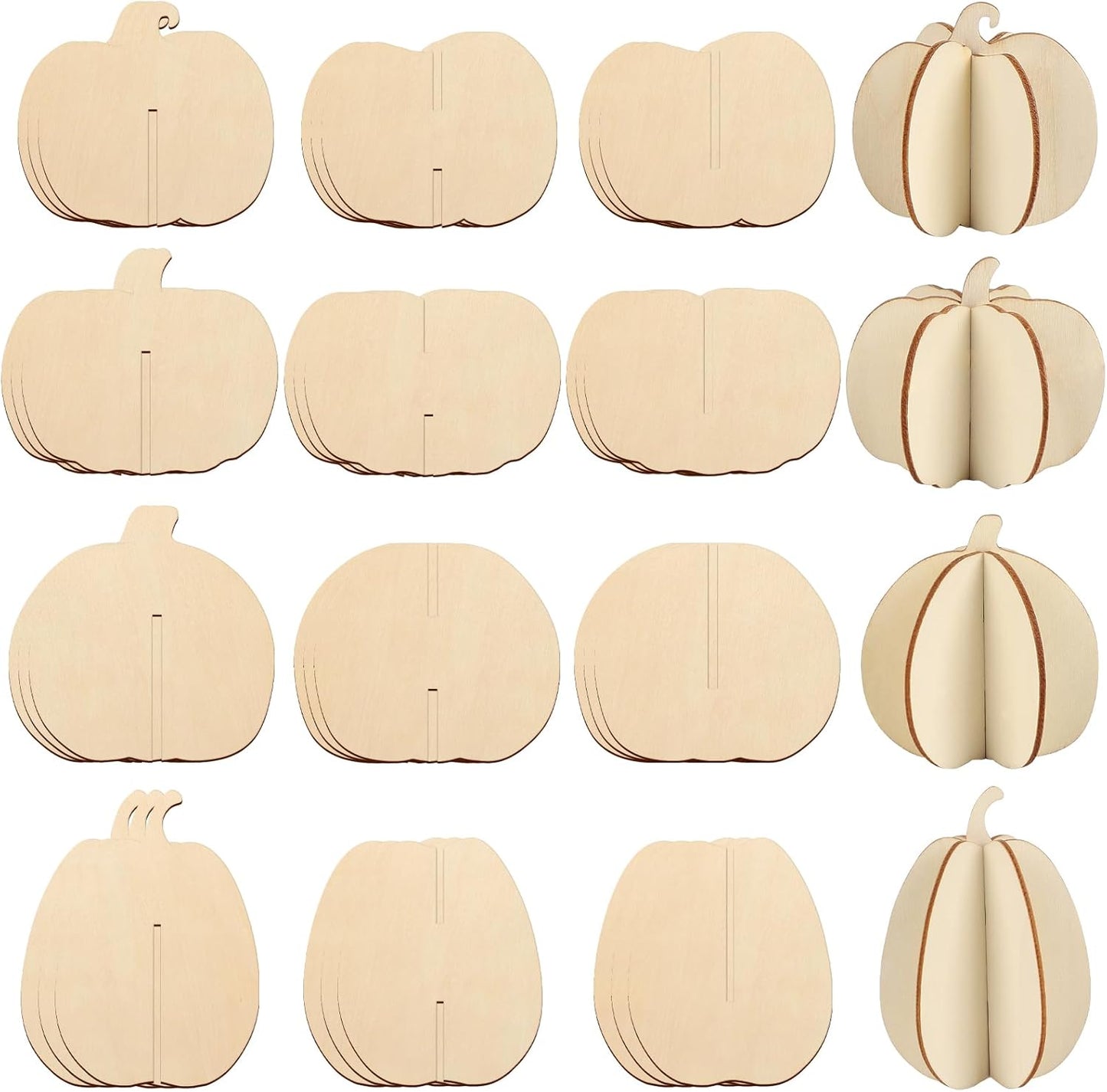 COCHIE DIY Fall 3D Pumpkins Wood Crafts to Paint for Kids Adults, Paintable Unfinished Wooden Slices for Craft, Pumpkin Cutouts Ornaments for Painting Decorations (24 PCS)