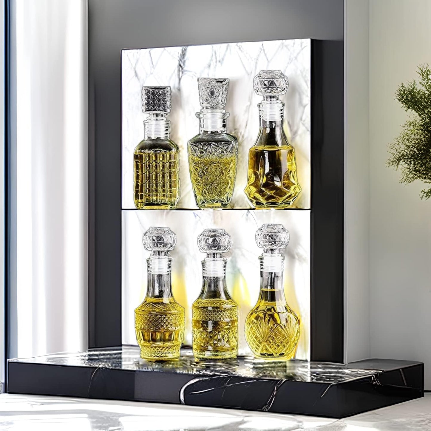 AlifordGlass Mini Glass Bottles with 6 Different Shapes Can be Used for Self-Made juicing, Wine Bottles or Whiskey Decanter