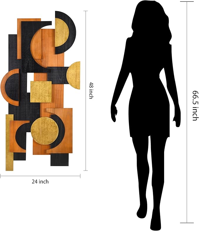 Empire Art Direct "Amber Embraces II" Handmade Dimensional Solid Paulownia Wood Abstracts Wall Art, Ready to Hang, Living Room, Bedroom & Office, 48" x 24"x 1.42"